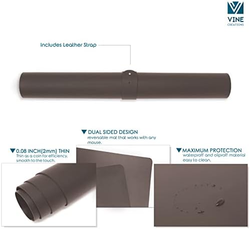 Vine Creations Leather Desk Mat Large 36" x 20", Desk Protector Mat, PU Leather Desk Pad, Large Mouse Pad, Desk Blotter, Desk Pads on Top of Desks, Desk Matt for Desktop, Office Desk Mat (Dark Brown)