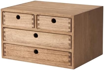 KIRIGEN Wood Desk Organizer with 4 Drawers, Desktop Storage, Brown 34-DBR