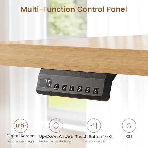 SEDETA 55" Electric Standing Desk with 6 Drawers, Adjustable Stand up Desk with Storage, Computer Desks with Power Outlets for Home Office, White + Oak