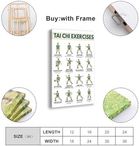 Tai Chi Exercise for Men Tai Chi Walking Exercise Chart for Men Canvas Poster Wall Art for Living Room Bedroom Decor Frame 12x18inch