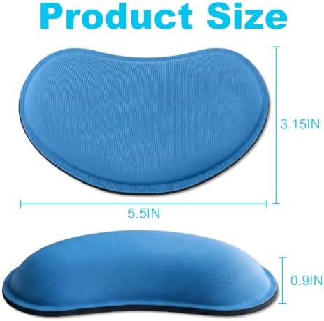 MXCOIRTP Ergonomic Mouse Wrist Rest, Memory Foam Wrist Support Pad with Non-Slip Base, Mini Wrist Cushion for Pain Relief, Gaming Office Computer, Blue