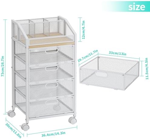 HapiRm Rolling Makeup Cart Organizer - Desk Vanity Storage Cart on Wheels