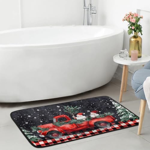 Kitchen Mats, Santa Claus Truck Kitchen Rugs, Cushioned Anti Fatigue Kitchen Mats, Non-Slip Standing Desk Mat, Absorbent Kitchen Rug for Floor, Kitchen, Office, Sink, 20"×39"