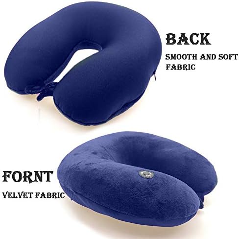 Hooshing Vibrating Neck Pillow Portable Travel Neck Pillow Massage, Navy
