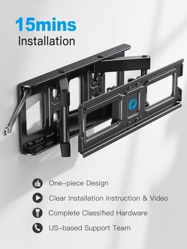 Pipishell TV Wall Mount for 26-74 inch LED LCD OLED 4K TVs up to 99lbs, Full Motion TV Mount Bracket Articulating Swivel Extension Tilting Leveling Max VESA 400x400mm, Fits 12/16 Inch Wood Studs