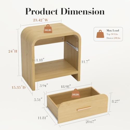 Night Stand, 1-Drawer and 1 Storage Shelf