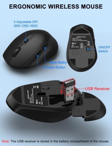 Ergonomic Wireless Keyboard and Mouse, Silent Wave Keys with Soft Palm Rest