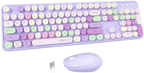UBOTIE Colorful Wireless Keyboard and Mouse Combo (Purple-Colorful)