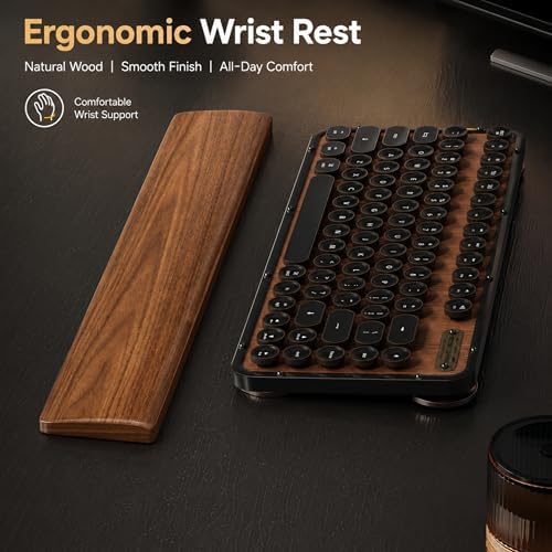 Walnut Wood Keyboard Wrist Rest for Mechanical Keyboard, 104 Keys 17.3 Inch Wooden Wrist Rest with 6° Ergonomic Slope, 20mm Thick Palm Rest, Non-Slip Base for Office and Gaming Setup (17.3"-104 Keys)