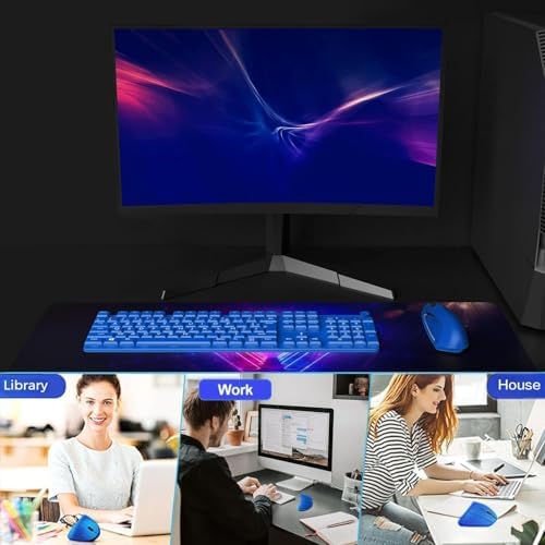 Ergonomic Mouse Wireless, Rechargeable Mouse Silent for Carpal Tunnel Right Hand, 2.4GHz USB Vertical Mouse Wireless for Laptop etc, 3 Adjustable 800/1200/1600 DPI, Blue