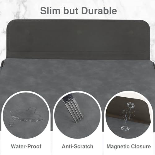 Allinside 13-14 Inch Laptop Sleeve Case for MacBook Pro 14" 2021-2026/MacBook Air 13" 2010-2017/MacBook Pro 13" 2010-2015, Waterproof Matte PU Leather Sleeve Cover with Stand & Accessory Pouch, Gray