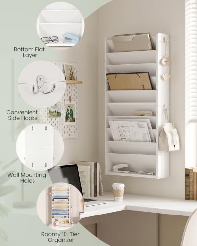 CHOEZON Wall File Organizer, 10-Tier Hanging Mail Organizer