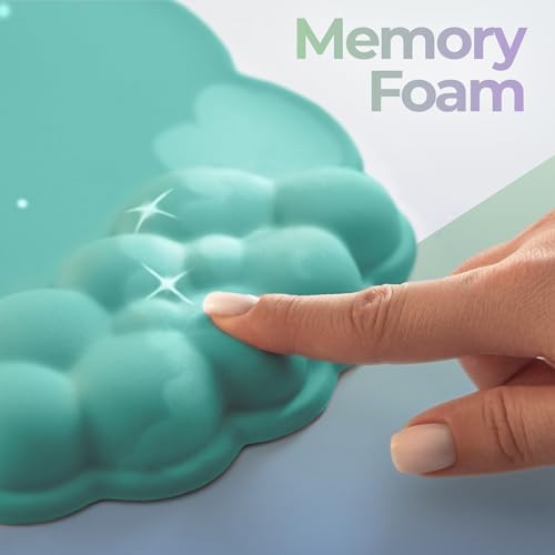 Premium Quality Cloud Wrist Rest Keyboard & Mouse Pad Set – Ergonomic Memory Foam Desk Accessories with Wrist Support & Cloud Coaster Wrist Rest for Office & Gaming- Mint