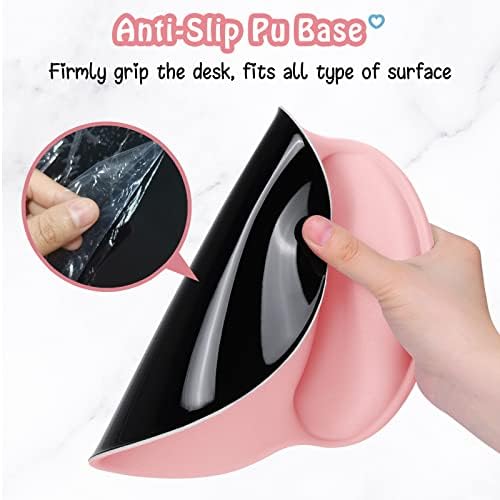 Hsurbtra Ergonomic Mouse Pad with Wrist Rest Support, Gel Mouse Pads with Non-Slip PU Base, Pain Relief Memory Foam Computer Mat, Cute Office Supplies Desk Decro Accessories, Pink