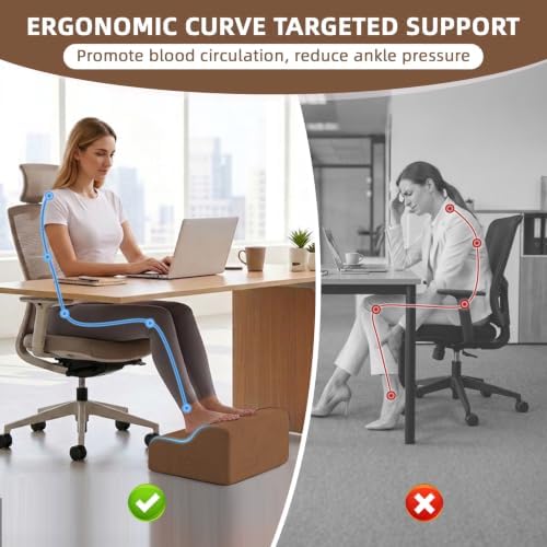 Foot Rest for Under Desk at Work,2-Tier Footrest with Handle Brown