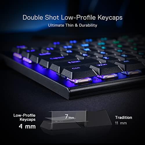 Redragon K619 Horus RGB Mechanical Keyboard, Ultra-Thin Designed Wired Gaming Keyboard w/Low Profile Keycaps, Dedicated Media Control & Linear Red Switch, Pro Software Supported