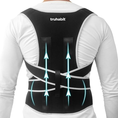 TruHabit Posture Corrector for Men Back Brace Back Support Belt Back Pain Belt for Pain Relief & Hump Prevention, Adjustable Shoulder Support, Back Belt for Back Pain & Shoulder Belt for Men
