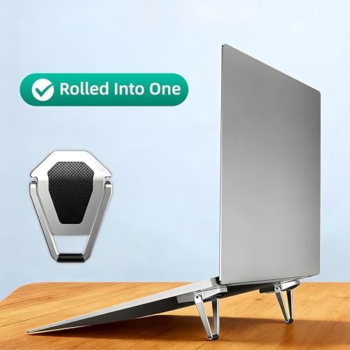 Laptop Riser Foldable Laptop Stand Portable Invisible Laptop Cooling Pad Laptop feet Suitable for 12-20 Inches Laptop Ergonomic Zinc Alloy Laptop Mini Stand Leg (Silver-2pcs)