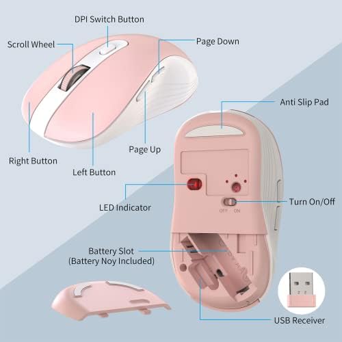 MARVO Wirelss Keyboard and Mouse Combo with Phone Holder, Full-Size, Pink