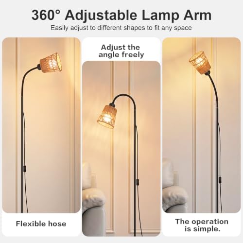 Boho Black Floor Lamp for Living Room,Bulb Included