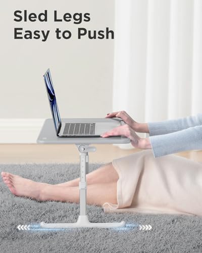 SAIJI Non-Slip Leather Laptop Bed Tray Table,Lap Desk with Laptop Stopper