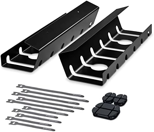 PAMO Cable Management Under Desk, Set of 2 - Black