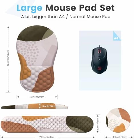 HAOCOO Memory Foam Wrist Rest Set with Mouse Pad, Keyboard Support,Beige