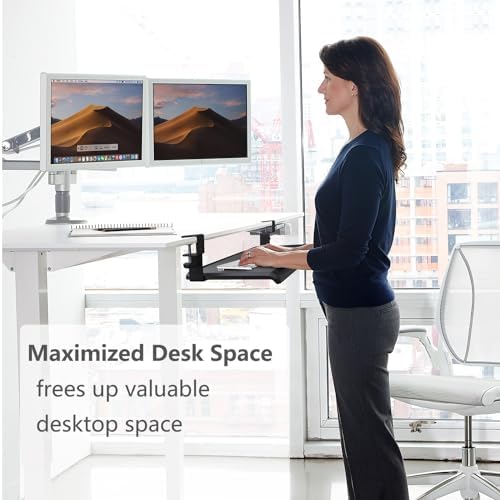 Max Smart Clamp On Keyboard Tray Under Desk, Keyboard Drawers, Keyboard Platforms, 20inch, Easy Assembly, Slide-Out Platform Computer Drawer for Typing