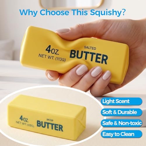 Butter Squishy, Soft Slow Rising Squeeze Toys, Butter Stick Toys (Golden)