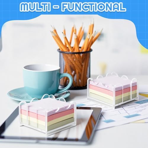 2 Pcs 3x3 Inch Scalloped Acrylic Sticky Note Holder, Clear Note Dispenser