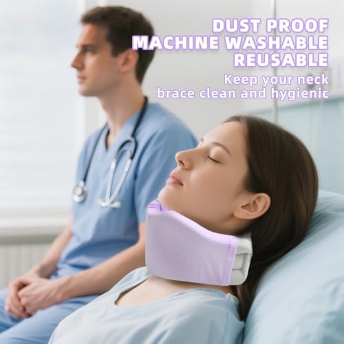 4 Piece Cervical Support Sleeve, Breathable Dustproof Cervical Support Sleeve, Elastic Soft Neck Brace Covers - For Men and Women, Suitable for Sleep Work Daily Use (Purple)