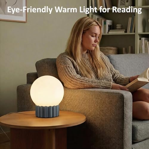 6.9” Table Lamp with Opal Glass Globe & Resin Base, E12 Base, UL Listed