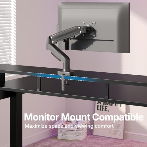 HUANUO 55″ X 26″ Electric Standing Desk with 2 Drawers &24.4″ Large Keyboard Tray, C-Clamp Mount Compatible, Adjustable Computer Desk for Office, Sit Stand Up Desk with 4 Height Presets, Black