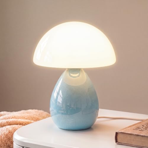 Dawnwake Mushroom Lamp Table Lamp for Bedroom-Small Desk Table Lamps,Blue