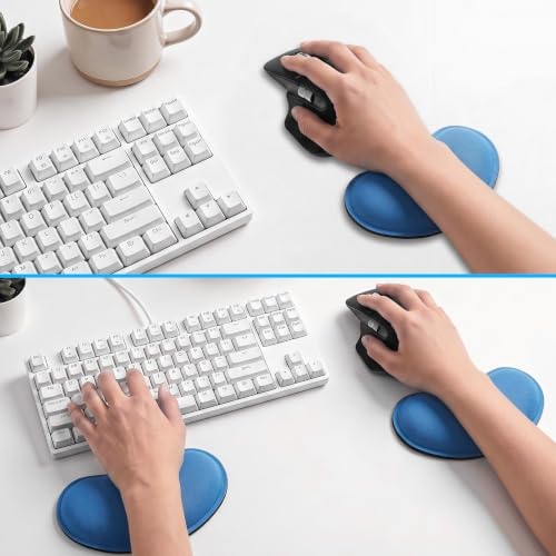 MXCOIRTP Ergonomic Mouse Wrist Rest, Memory Foam Wrist Support Pad with Non-Slip Base, Mini Wrist Cushion for Pain Relief, Gaming Office Computer, Blue