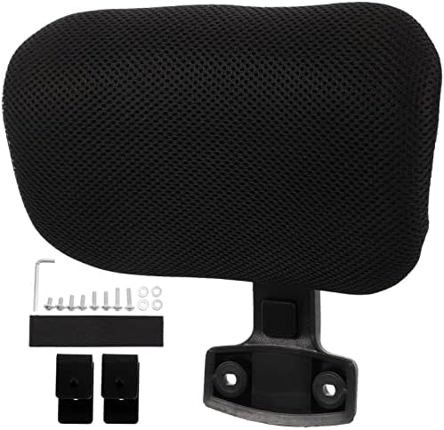 Adjustable Office Chair Headrest Attachment, Ergonomic Mesh Head Pillow for Neck Support, Height and Angle Adjustable, Compatible with Most Office Chairs, Black, 10.62x6.29x1.18 Inches
