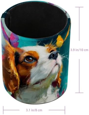 Leather Pen Holder for Desk, Beagle Butterfly Pencil Cup Pen Organizer Makeup Brush Holder for Office Home Kids Countertop Desk Accessory Storage