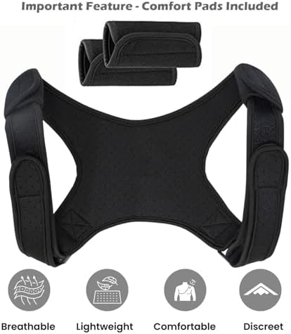 Adjustable Posture Corrector Brace for Men Universal Fit Upper Back, Shoulder & Clavicle Support, Helps Improve Posture & Relieve Neck, Shoulder & Back Pain (Patented Design)