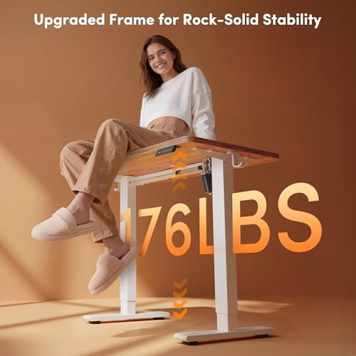 FEZIBO Standing Desk 32 × 19 Inch Electric Height Adjustable, Light Rustic