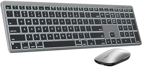 SABLUTE Bluetooth Keyboard and Mouse for Mac, Multi-Device, 7-Color Backlit