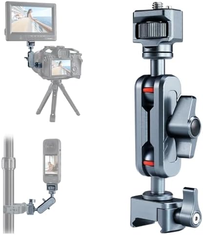Small Magic Arm with NATO Clamp and 1/4"-20 Screw (with Retractable Pins), 360 Degree Rotation, Max Load of 12 Ib Magic Arm for Field Monitor, Camera and Lights