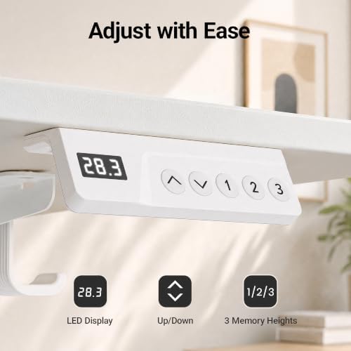 Claiks 55 x 24 Inch White Electric Standing Desk