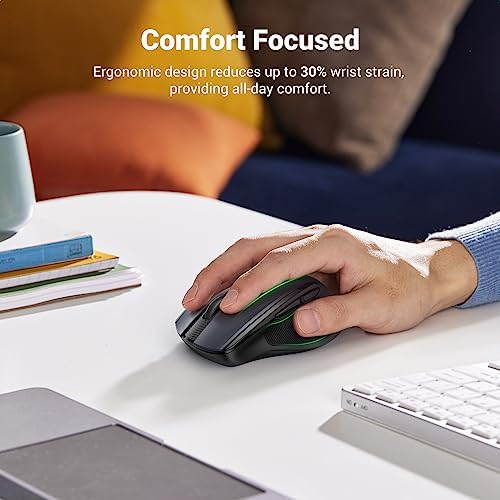 UGREEN Wireless Mouse 2.4G with USB Receiver, 5-Level 4000 DPI 6 Buttons,18 Months Battery Life Cordless Mouse, Ergonomic Computer Mice for Laptop, Computer, PC, MacBook, Chromebook Black