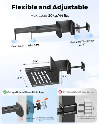 JOY worker Under Desk PC Mount for Standing Desk, Clamp-On Leg CPU Holder