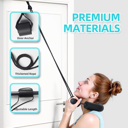 Cervical Neck Traction Device for Home Use, Restore The Natural Curve of The Neck, Neck Stretcher Mochine Over Door for Neck Pain Relief.