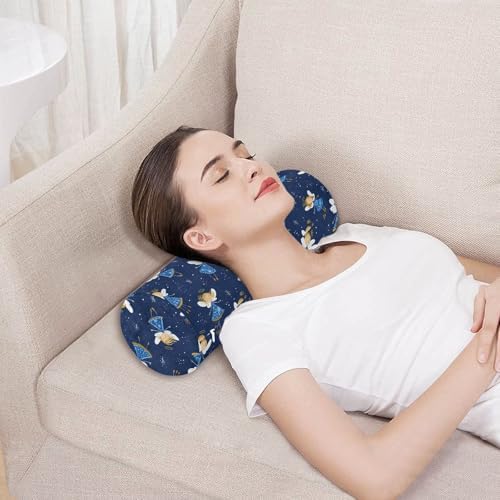 Angel Navy Blue Small Neck Roll Pillow Decorative Cylinder Neck Roll Pillow almohada para Yoga