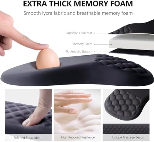 Ergonomic Mouse Pad Wrist Support, 2 in 1 Keyboard Wrist Rest Set