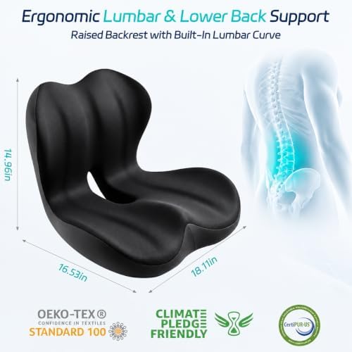 Seat Cushion & Back Support for Tailbone and Lower Back Relief