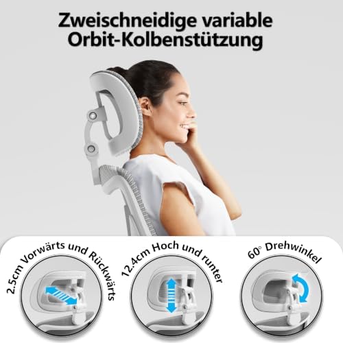 TRALT Office Chair - Ergonomic Office Chair with Adjustable Lumbar Support Headrest Office Desk Chair - Gaming Chair in X-Shape Office Chair - Desk Chair Computer Chair 150 kg White/Grey