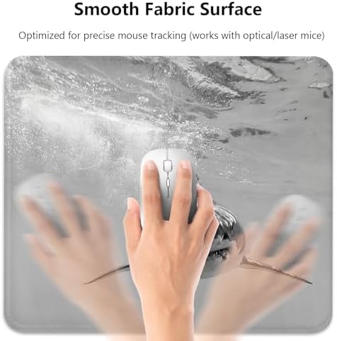 Ferocious Great White Shark Mouse Pad, Wildlife Ocean Predator Desk Mat
